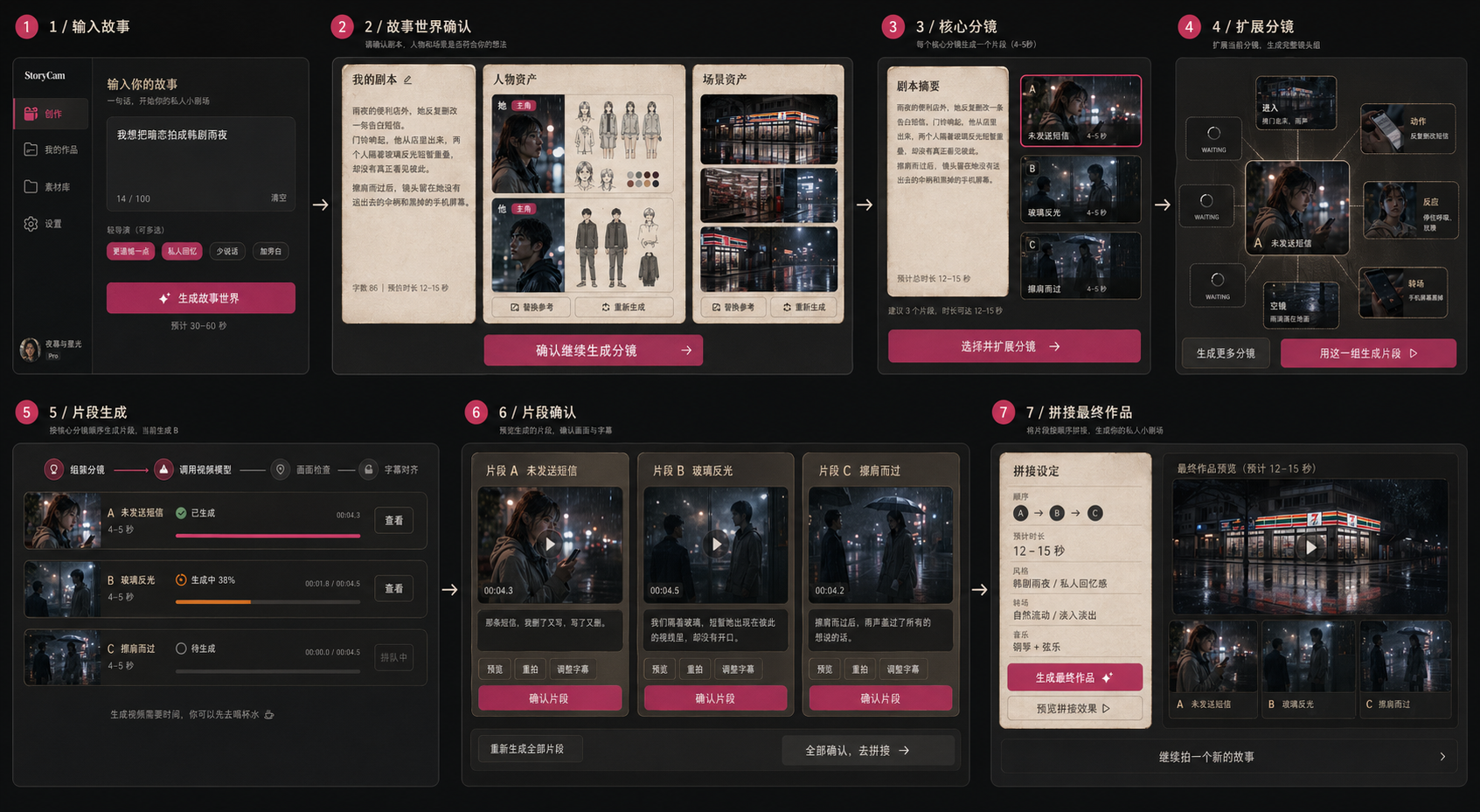 StoryCam UI flow board